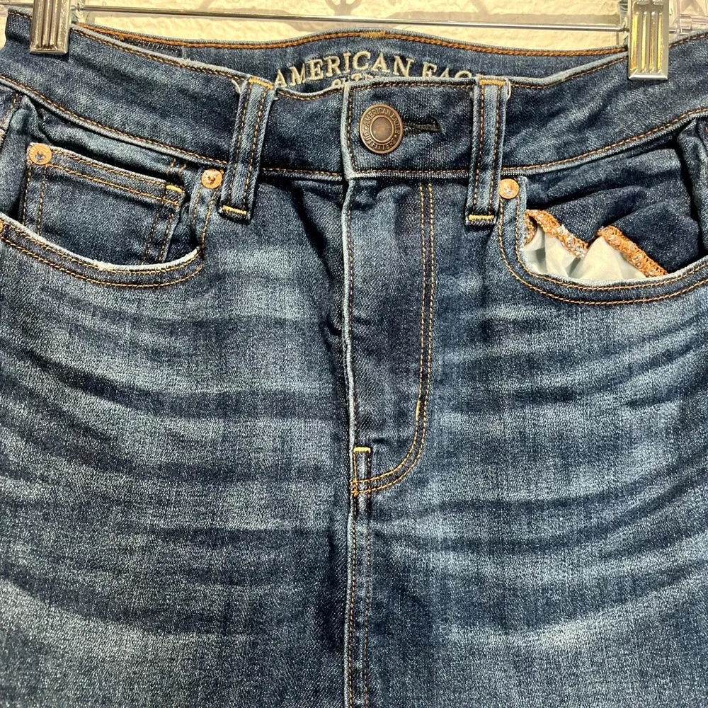 American Eagle Outfitters Mini Skirt‎ Womens 2 Blue Denim High Rise Side Zip